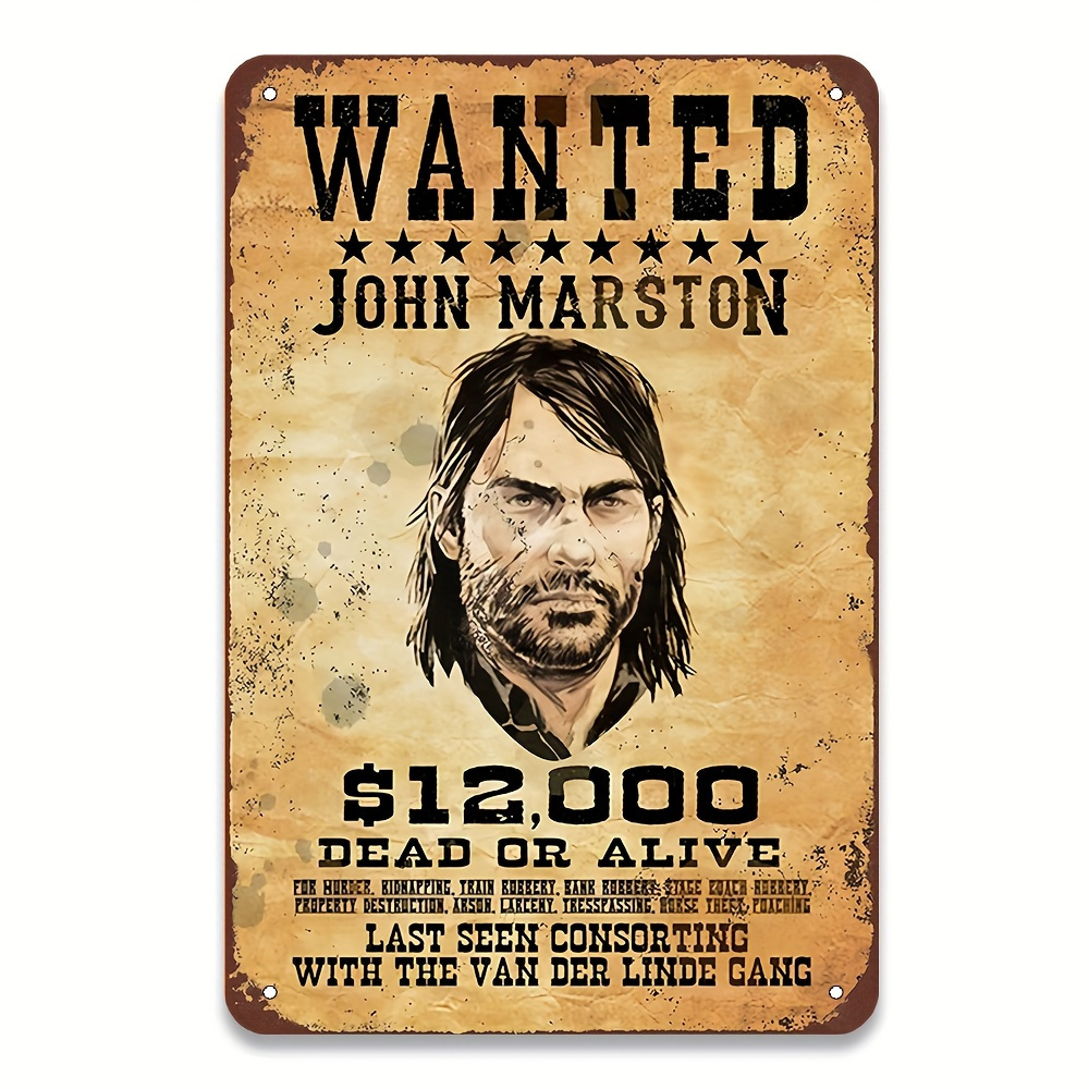 Vintage Collectible Plates - Plakat Logam John Marston Buronan, Poster